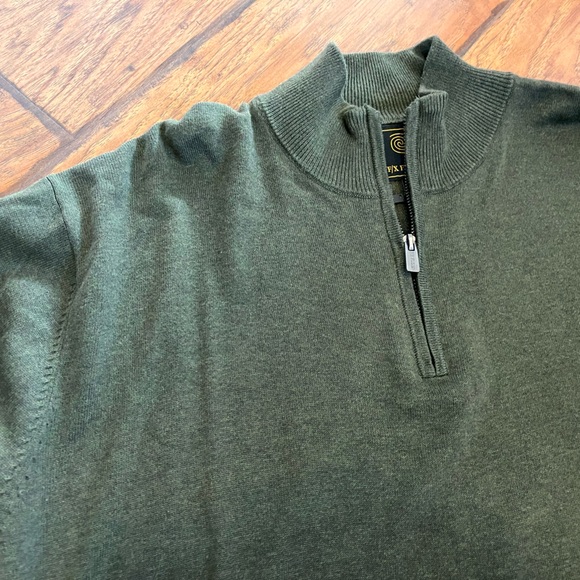 FX Fusion sweater men’s XL olive green 1/4 zip super soft Mock Neck luxury NWT - Picture 7 of 9